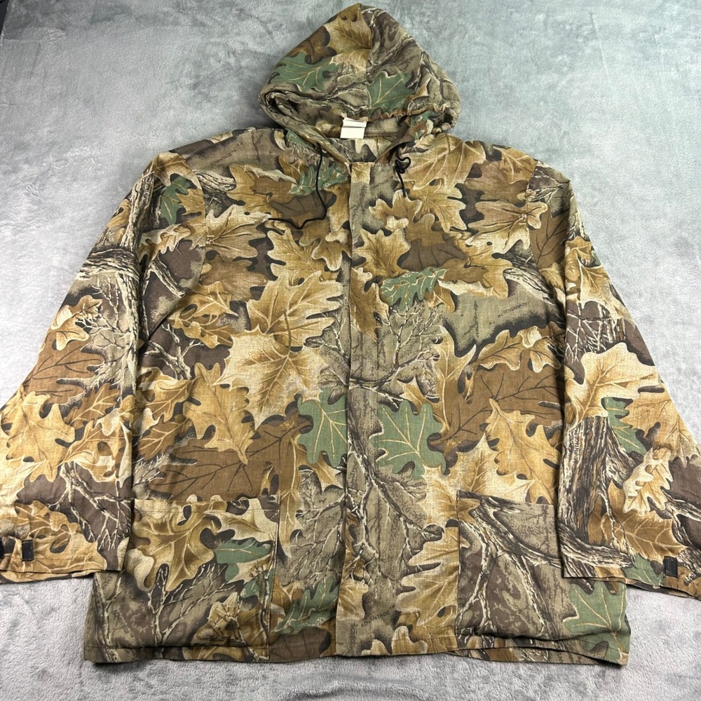 Vintage Advantage Camo Hooded Hunting Jacket XL Regular Made in USA Ripstop Camo
